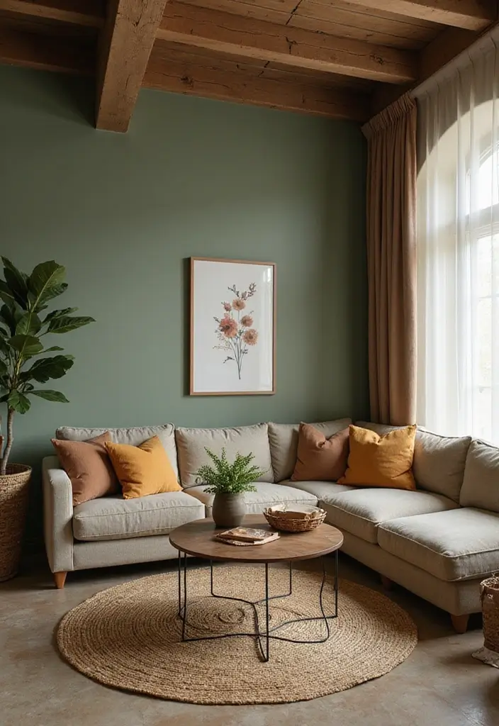 30 Green Living Room Decor Ideas for a Fresh Look 23. Earthy Color Palette