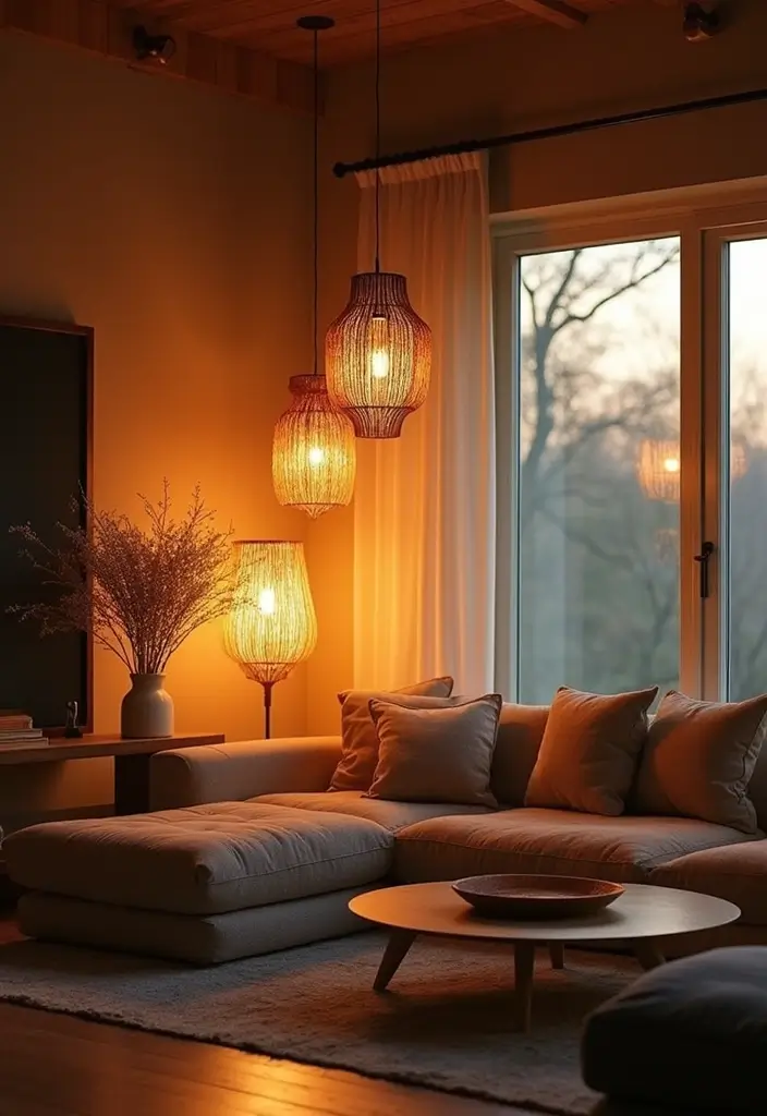 30 African Living Room Decor Ideas for Cultural Style - 11. Unique Lighting Fixtures 1