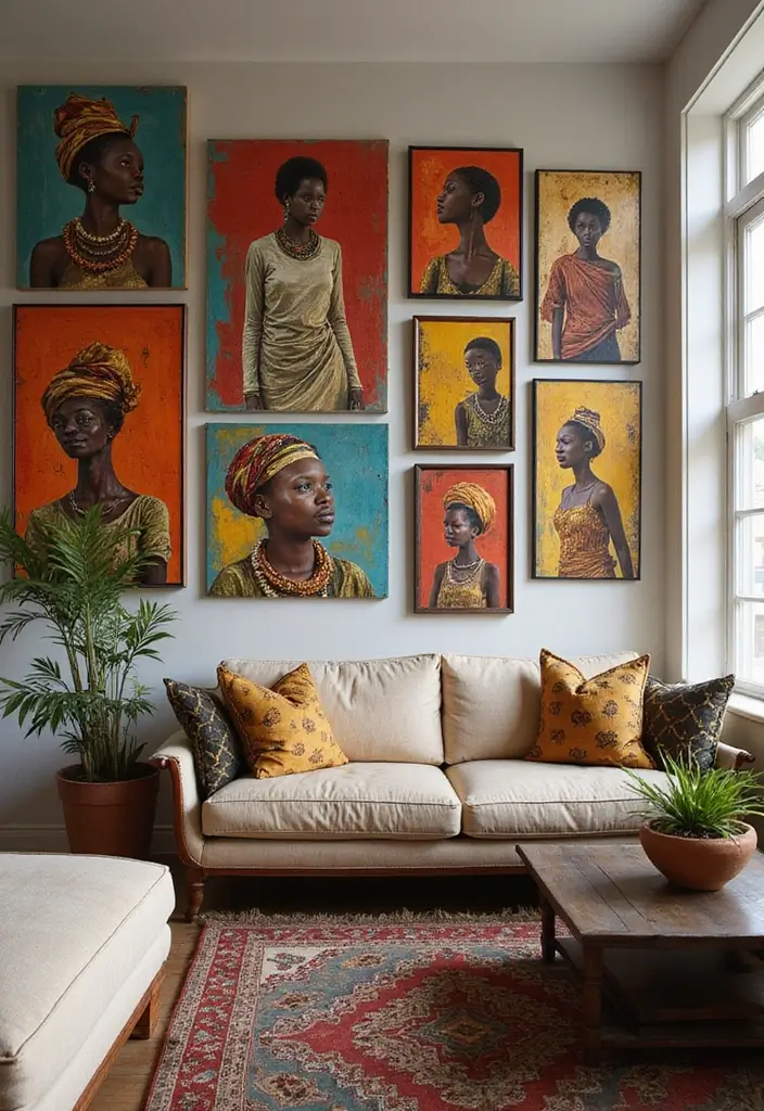 30 African Living Room Decor Ideas for Cultural Style - 13. Mixed Media Art Pieces 1