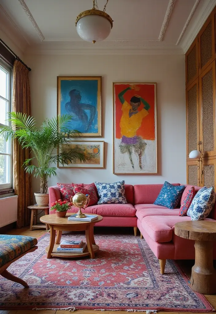 30 African Living Room Decor Ideas for Cultural Style - 18. Eclectic Color Combinations 1