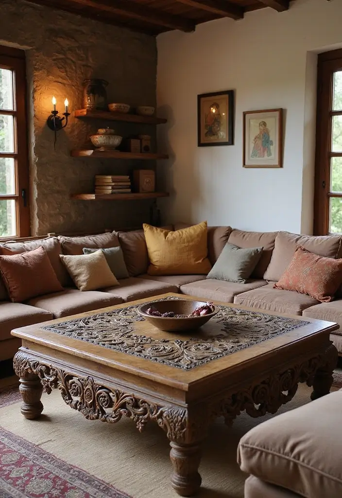 30 African Living Room Decor Ideas for Cultural Style - 2. African Carved Wooden Furniture 1