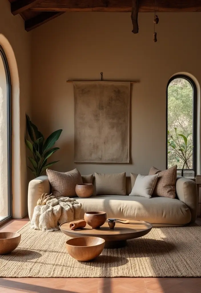 30 African Living Room Decor Ideas for Cultural Style - 21. Incorporating Natural Elements 1
