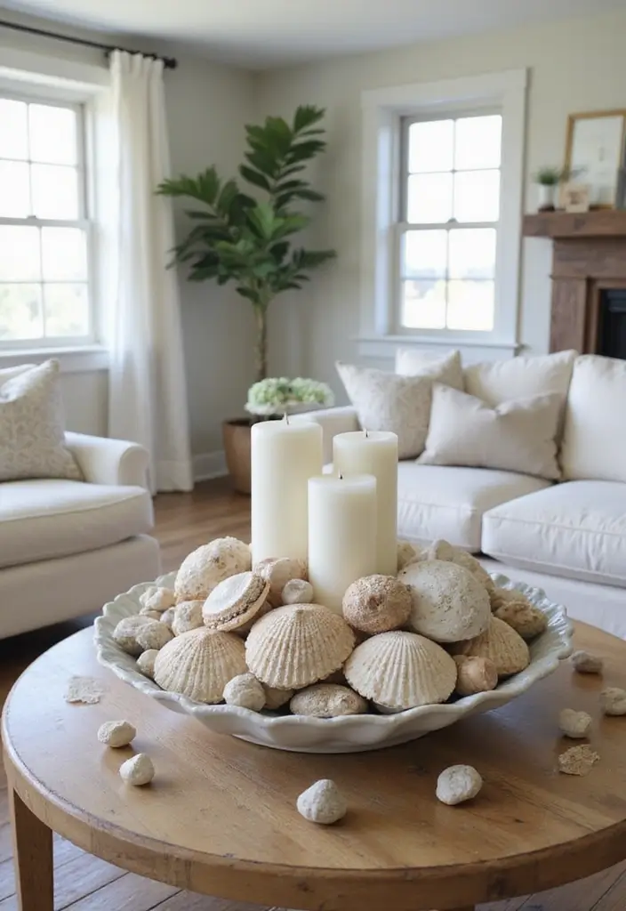 30 Beach Living Room Decor Ideas for a Coastal Vibe - 25. Coastal-Inspired Centerpieces 1