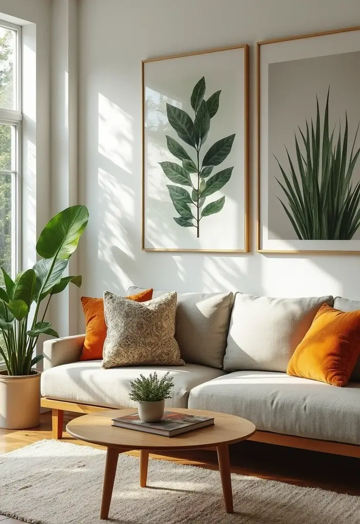 30 Beach Living Room Decor Ideas for a Coastal Vibe - 26. Outdoor-Inspired Artwork 1