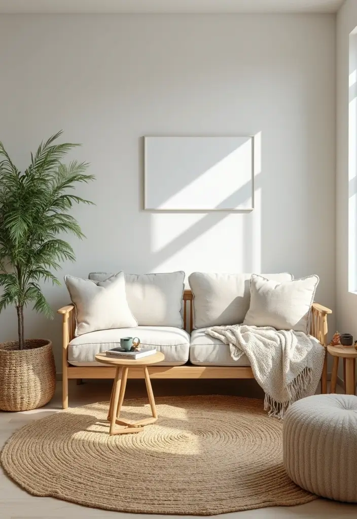 30 Beach Living Room Decor Ideas for a Coastal Vibe - 9. Natural Fiber Rugs 1