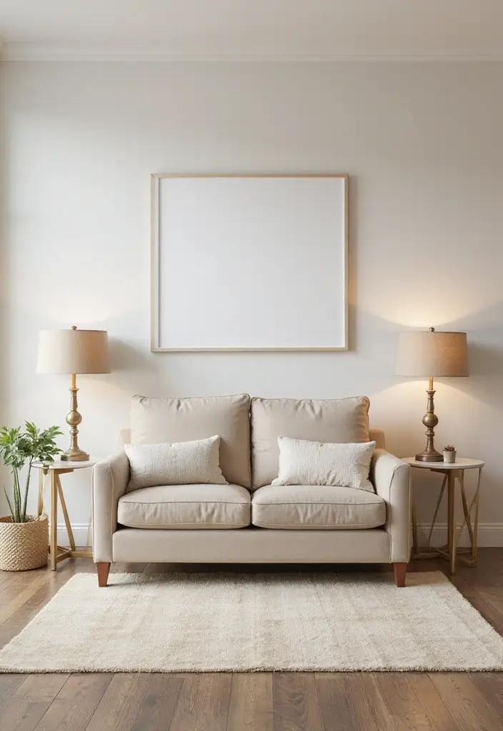 30 Beige Couch Living Room Decor Ideas - 16. Balanced Symmetry 1