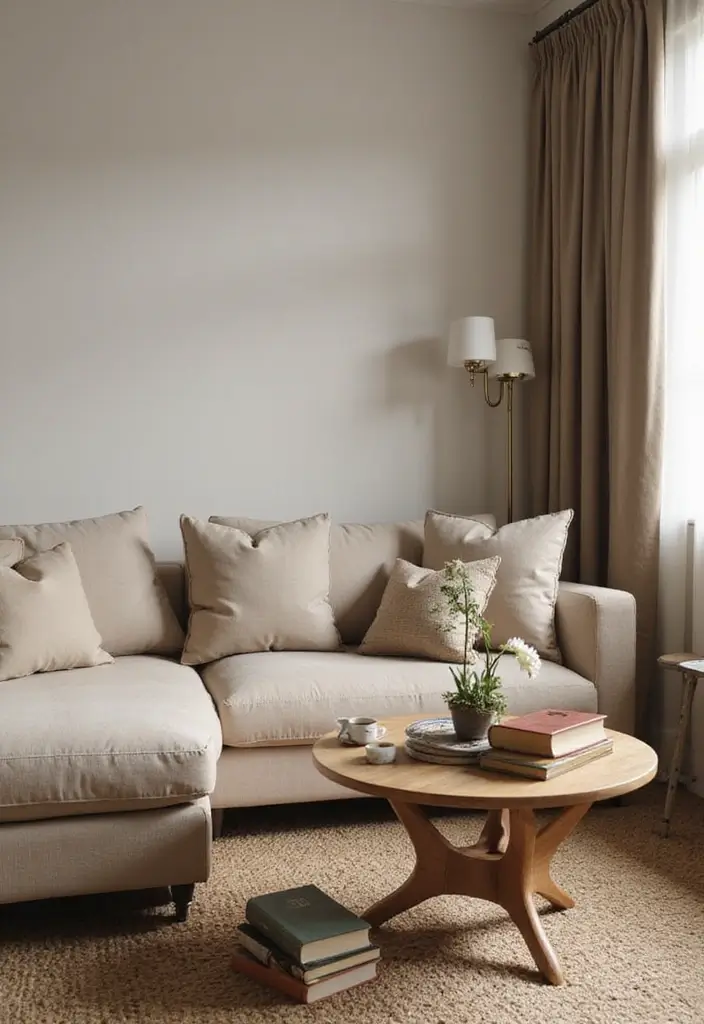 30 Beige Couch Living Room Decor Ideas - 19. Incorporating Books 1