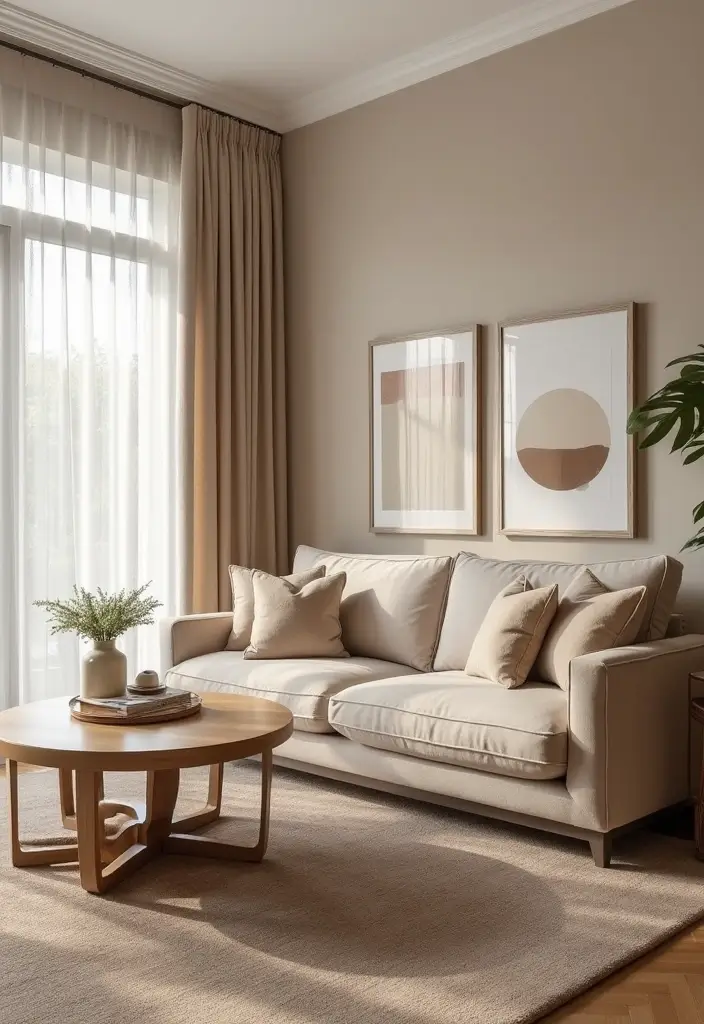 30 Beige Couch Living Room Decor Ideas - 2. Monochromatic Magic 1