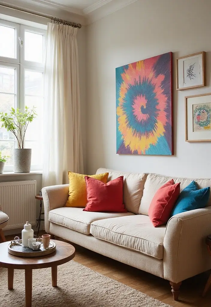 30 Beige Couch Living Room Decor Ideas - 20. A Touch of Color 1