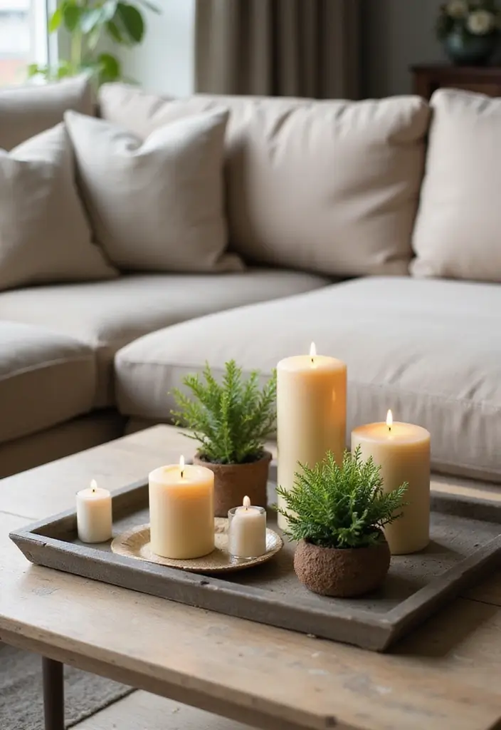 30 Beige Couch Living Room Decor Ideas - 25. Decorative Trays 1