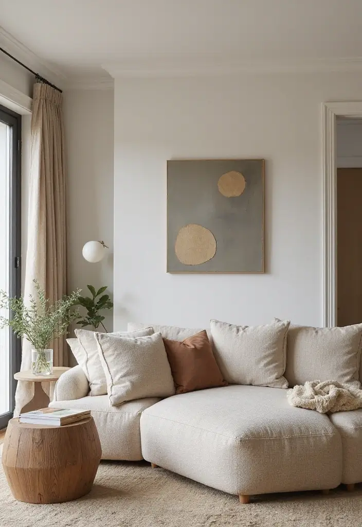 30 Beige Couch Living Room Decor Ideas - 26. Create Zones 1