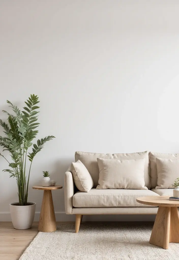 30 Beige Couch Living Room Decor Ideas - 27. Minimalist Side Tables 1