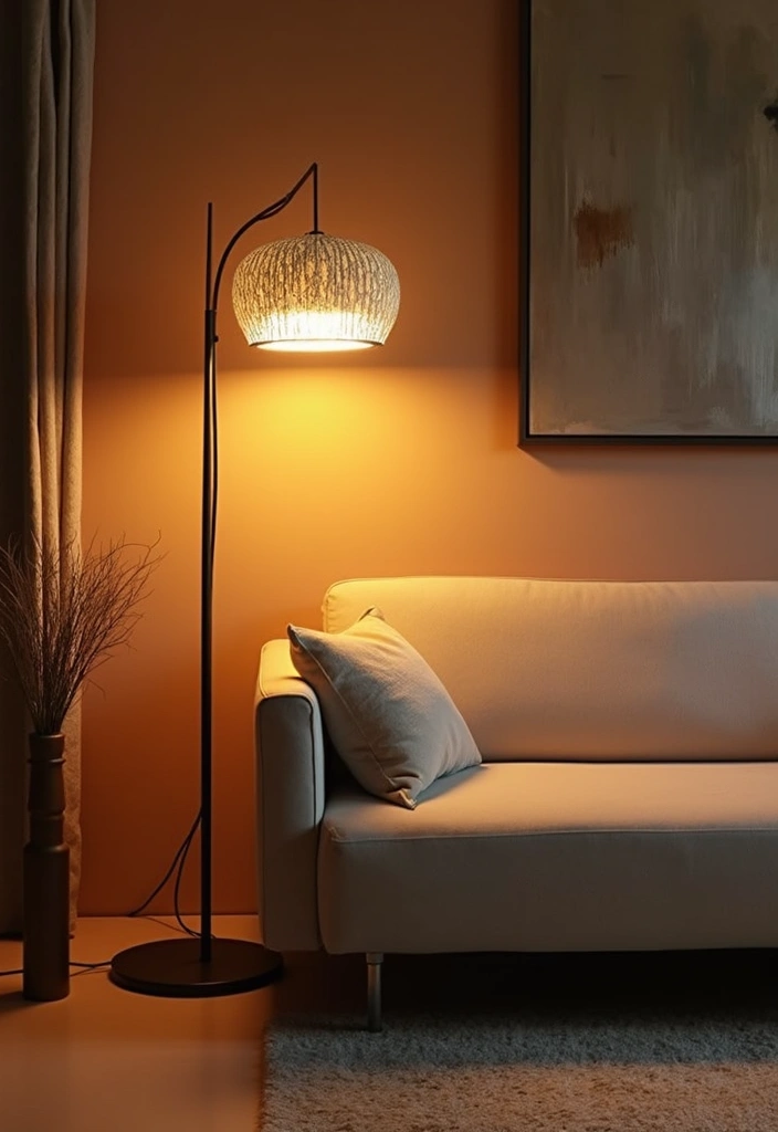 30 Beige Couch Living Room Decor Ideas - 5. Statement Lighting 1