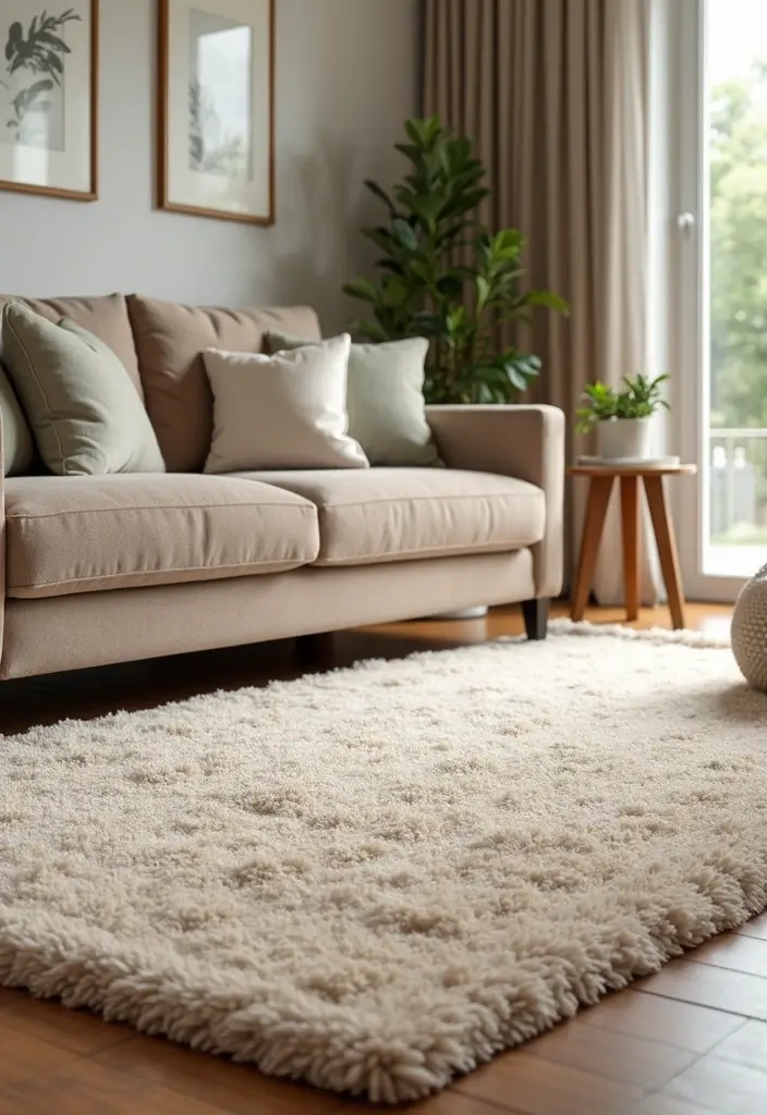 30 Beige Living Room Decor Ideas for a Neutral Look - 10. Beige Rugs for Comfort 1