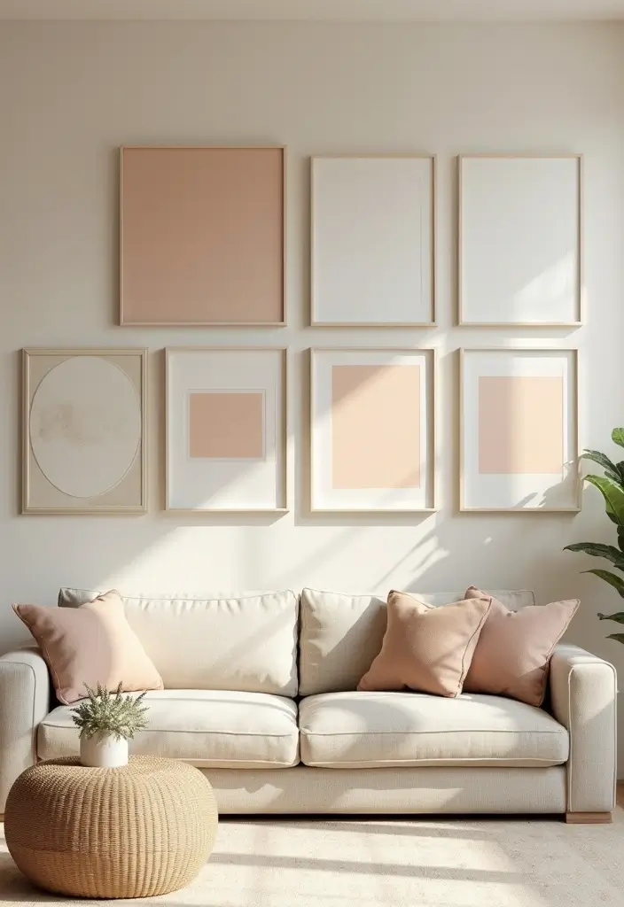 30 Beige Living Room Decor Ideas for a Neutral Look - 8. Minimalist Artwork 1