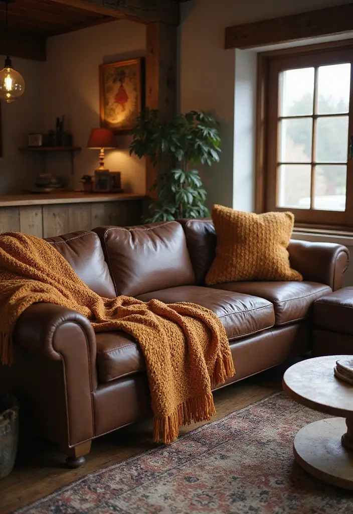 30 Brown Living Room Decor Ideas for Cozy Homes - 1. Warm Leather Furniture 1