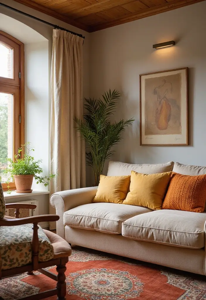 30 Brown Living Room Decor Ideas for Cozy Homes - 12. Warm Color Accents 1