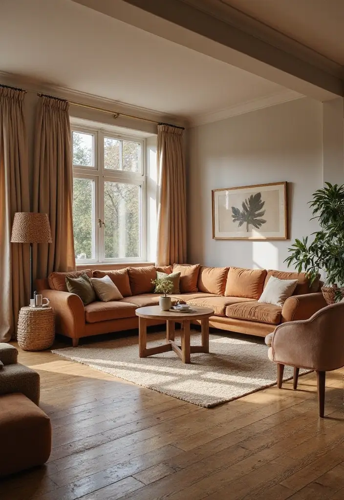 30 Brown Living Room Decor Ideas for Cozy Homes - 24. Thoughtful Color Palette 1