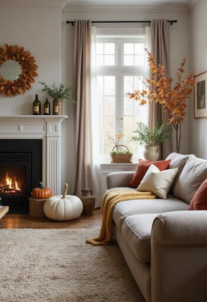 30 Brown Living Room Decor Ideas for Cozy Homes - 29. Seasonal Decor Changes 1