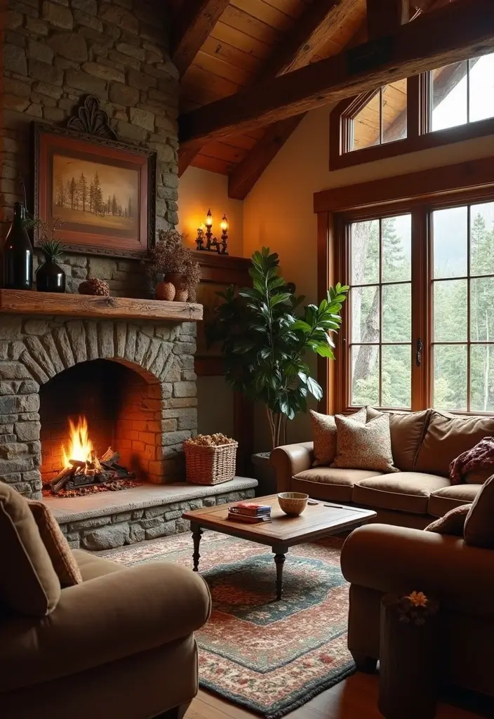 30 Brown Living Room Decor Ideas for Cozy Homes - 8. Cozy Fireplaces 1
