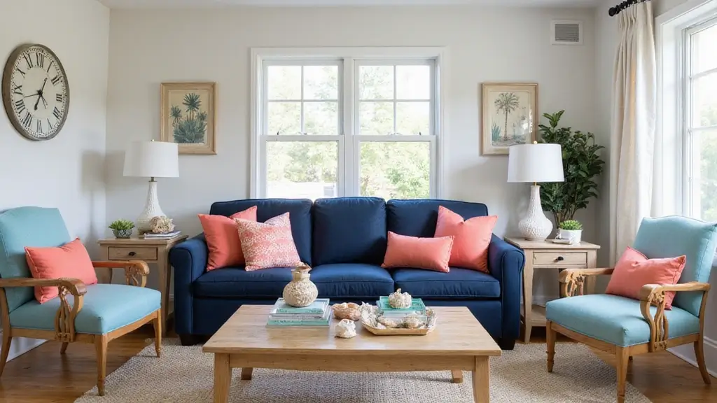 30 Coastal-Inspired Navy Blue Couch Living Room Decor Ideas