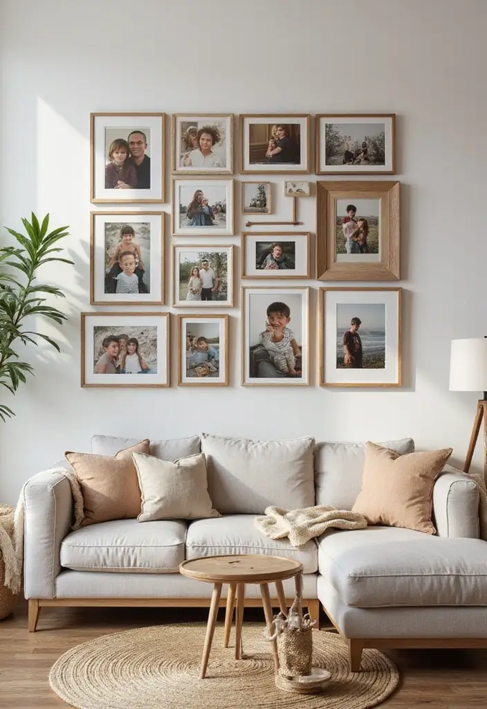 30 DIY Living Room Decor Ideas on a Budget - 10. DIY Photo Collage 1