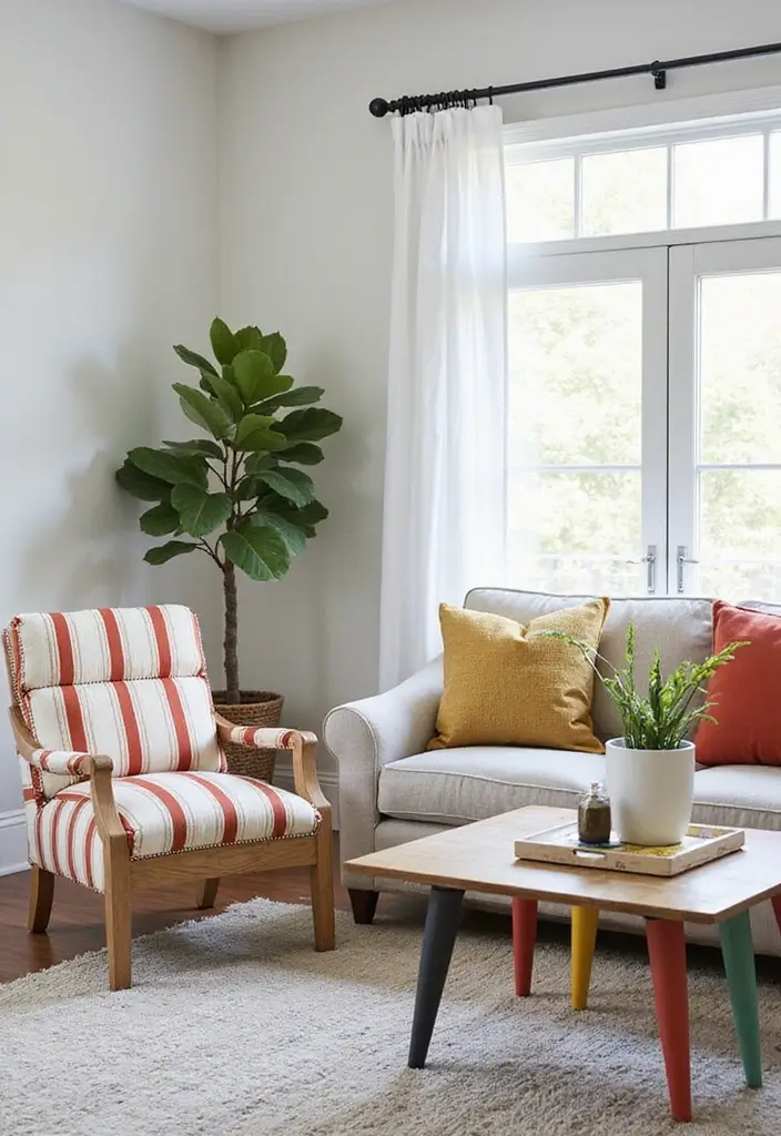 30 DIY Living Room Decor Ideas on a Budget - 18. Painted Furniture Accents 1