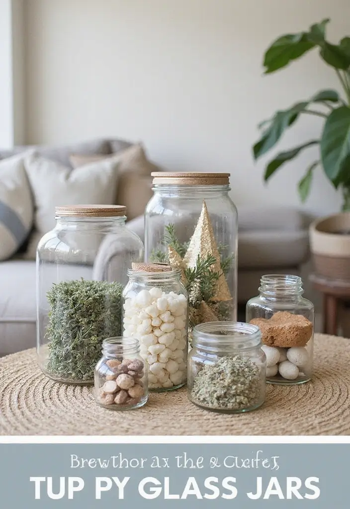 30 DIY Living Room Decor Ideas on a Budget - 19. Upcycled Glass Jars for Storage 1