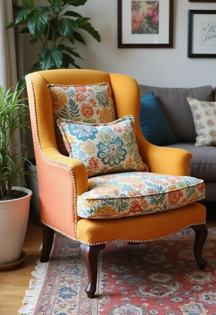 30 DIY Living Room Decor Ideas on a Budget - 3. Upcycled Chair as Accent Piece 1