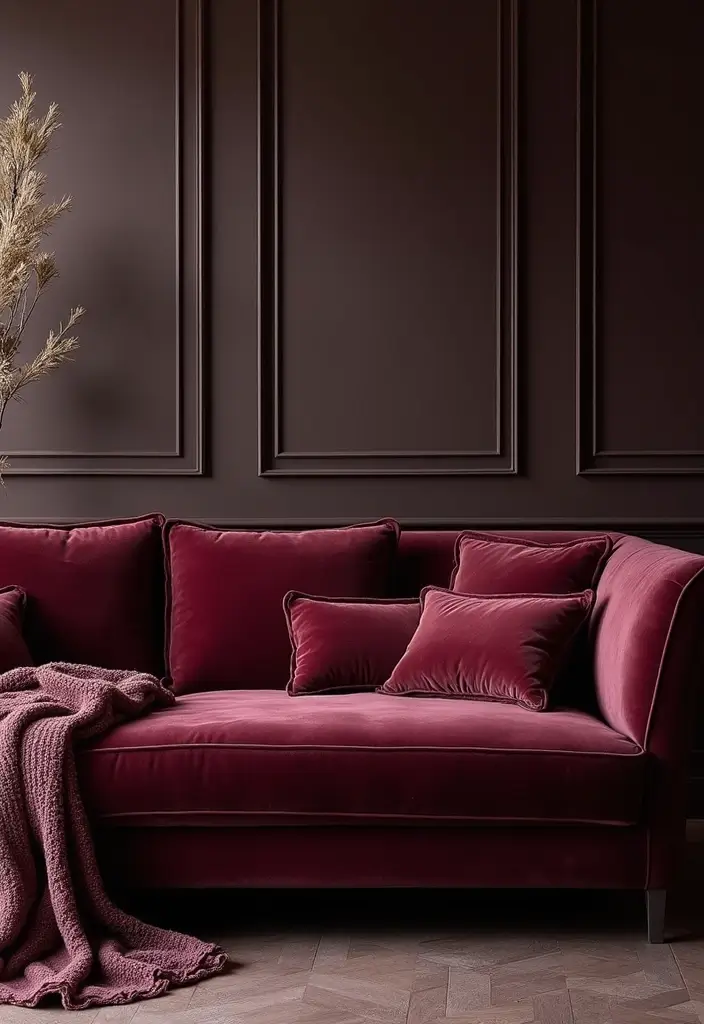 30 Dark Living Room Decor Ideas for a Moody Look - 1. Deep Velvet Sofas 1