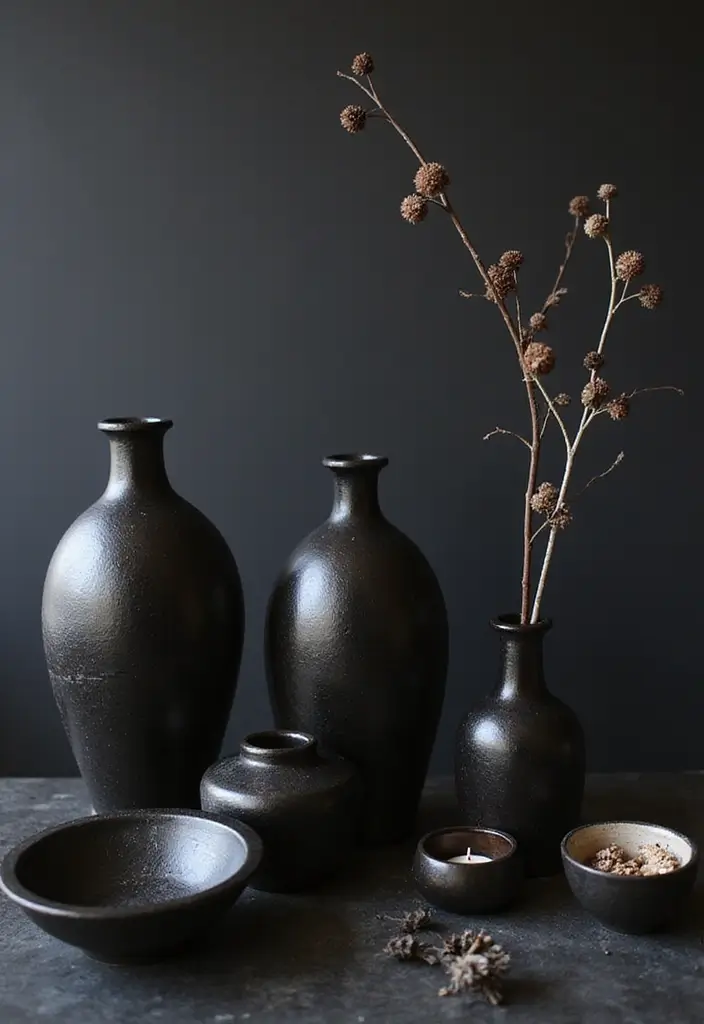 30 Dark Living Room Decor Ideas for a Moody Look - 12. Dark Accents in Accessories 1