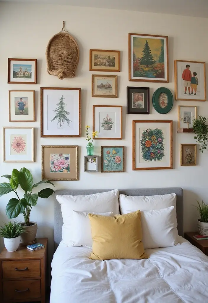 30 Dorm Living Room Decor Ideas on a Budget - 1. Thrifted Wall Art 1