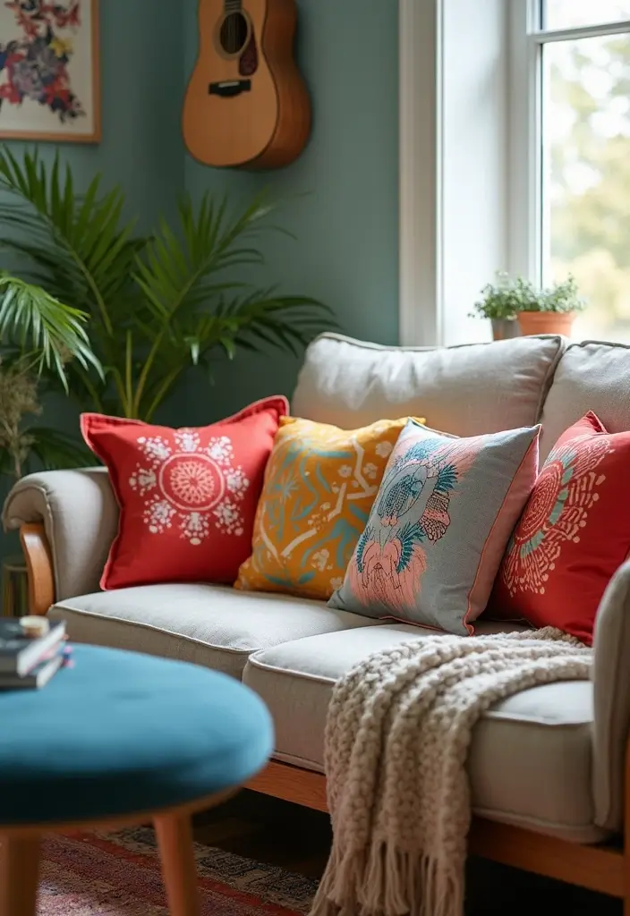 30 Dorm Living Room Decor Ideas on a Budget - 12. Customized Throw Pillows 1