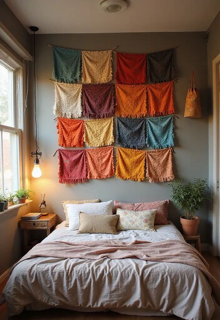 30 Dorm Living Room Decor Ideas on a Budget - 13. Fabric Wall Hangings 1
