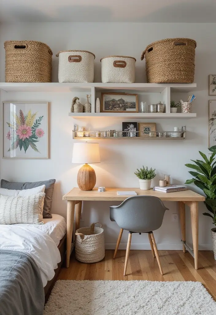 30 Dorm Living Room Decor Ideas on a Budget - 14. Unique Storage Bins 1