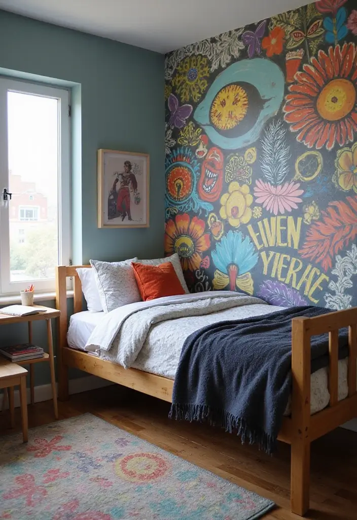 30 Dorm Living Room Decor Ideas on a Budget - 15. DIY Mural or Decals 1