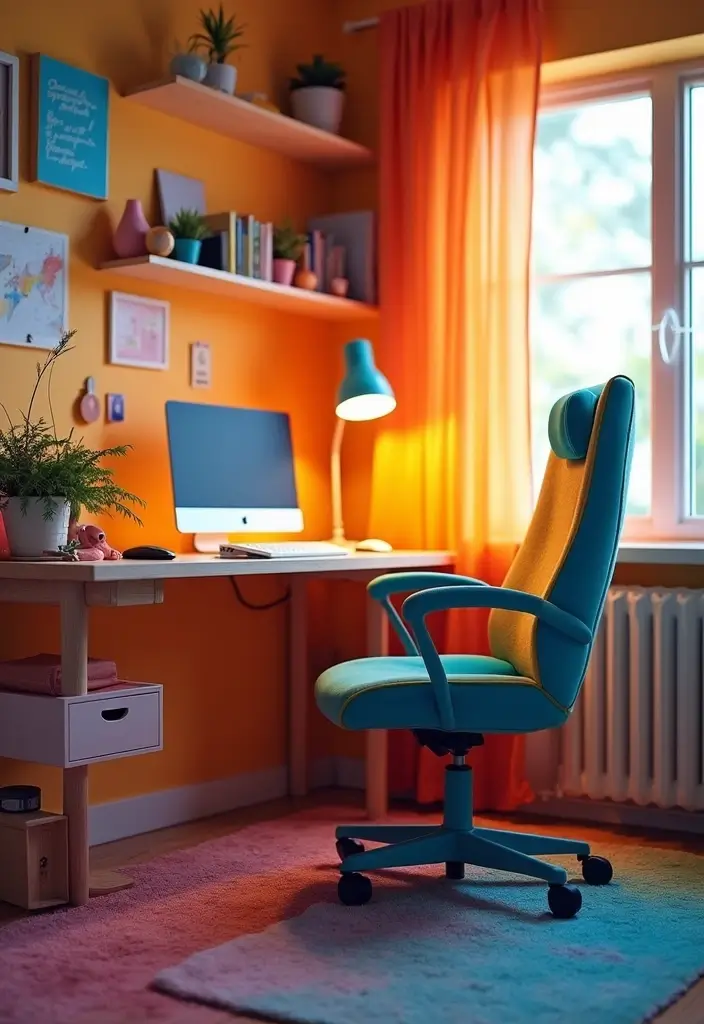 30 Dorm Living Room Decor Ideas on a Budget - 16. Funky Desk Chair 1