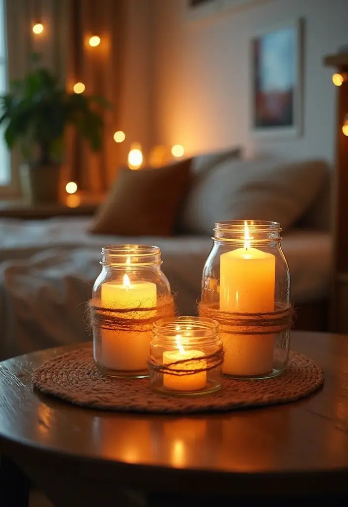30 Dorm Living Room Decor Ideas on a Budget - 18. DIY Candle Holders 1