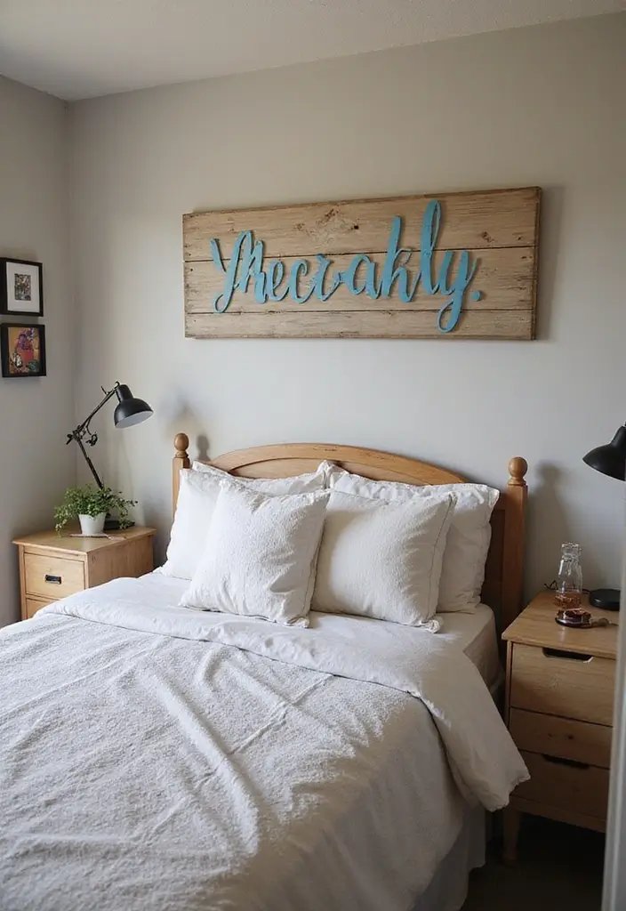 30 Dorm Living Room Decor Ideas on a Budget - 30. Personalized Name Sign 1