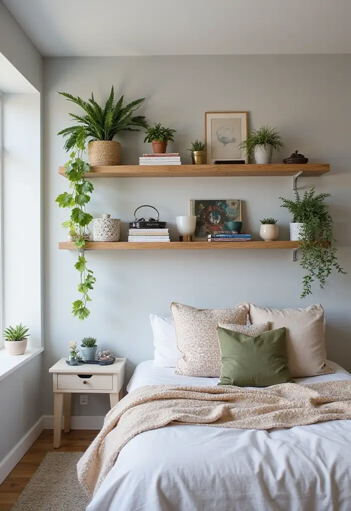 30 Dorm Living Room Decor Ideas on a Budget - 8. Creative Shelving 1