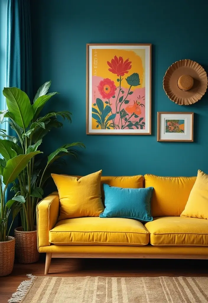 30 Eclectic Living Room Decor Ideas for Bold Spaces - 2. Bold Color Palettes 1