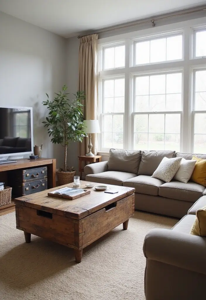 30 Eclectic Living Room Decor Ideas for Bold Spaces - 20. Repurposed Items 1