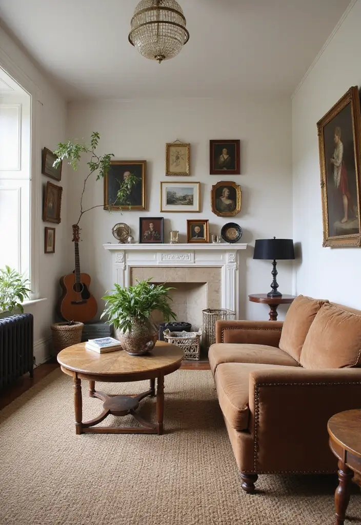 30 Eclectic Living Room Decor Ideas for Bold Spaces - 28. Incorporating Family Heirlooms 1