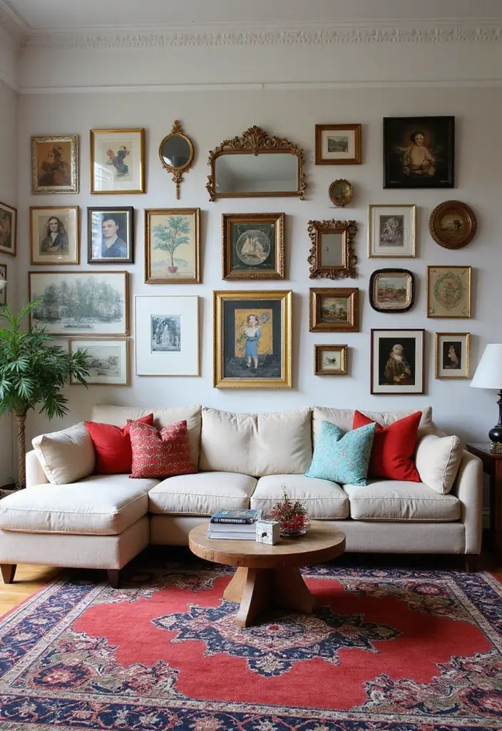 30 Eclectic Living Room Decor Ideas for Bold Spaces - 3. Statement Wall Art 1