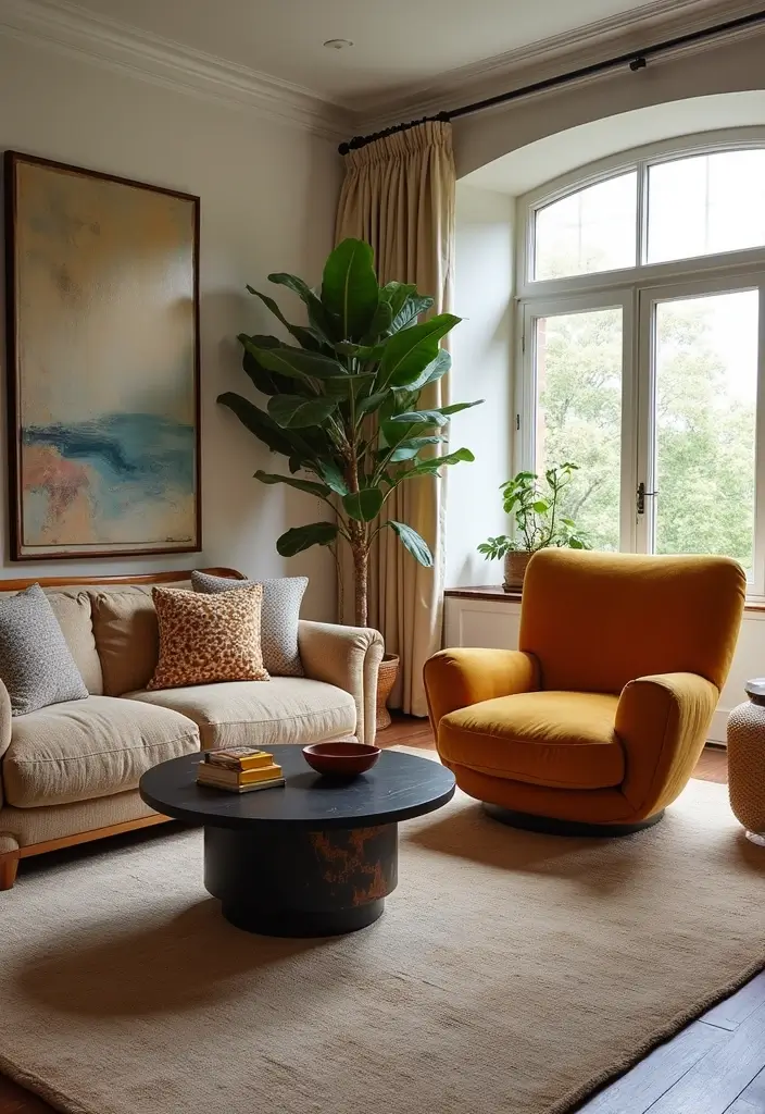 30 Eclectic Living Room Decor Ideas for Bold Spaces - 6. Unique Statement Furniture 1