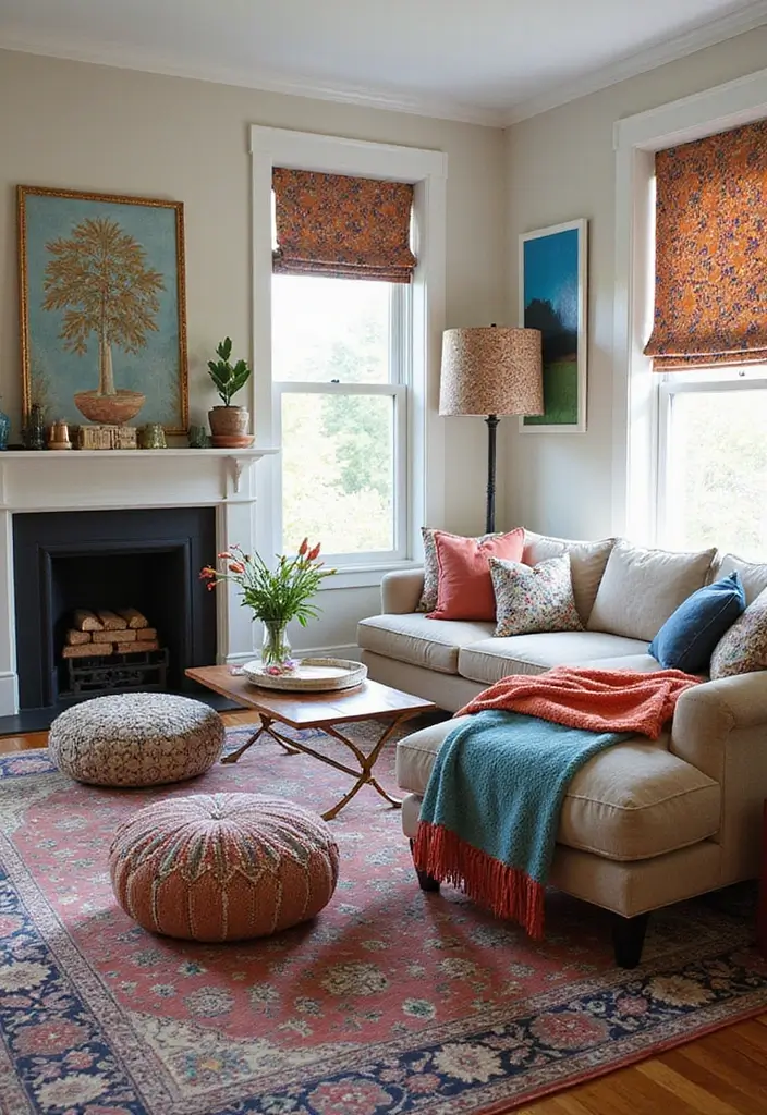 30 Eclectic Living Room Decor Ideas for Bold Spaces - 8. Mixed Patterns 1