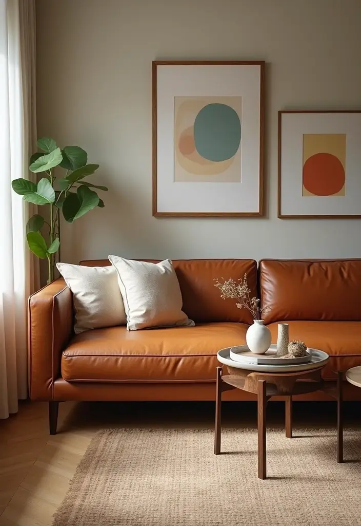 30 Eco-Friendly Leather Couch Living Room Decor Ideas - 14. Cohesive Color Schemes 1