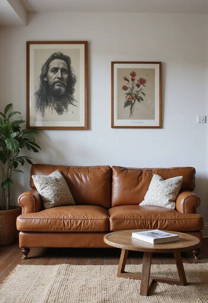 30 Eco-Friendly Leather Couch Living Room Decor Ideas - 16. Mix Vintage and Modern 1