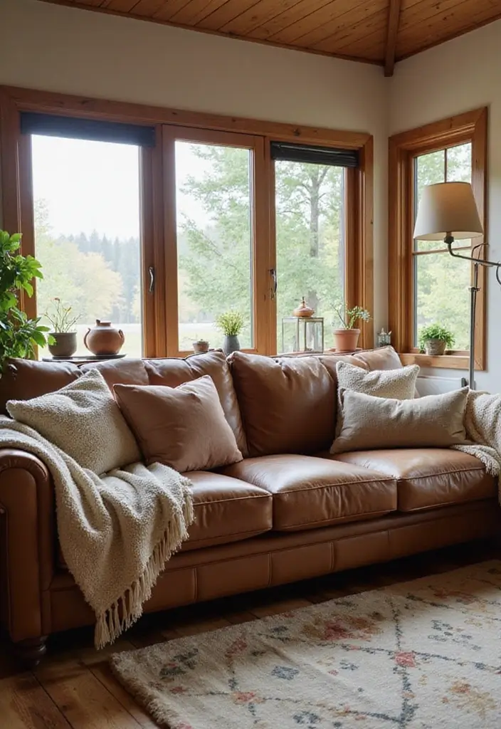 30 Eco-Friendly Leather Couch Living Room Decor Ideas - 18. Cozy Family Spaces 1