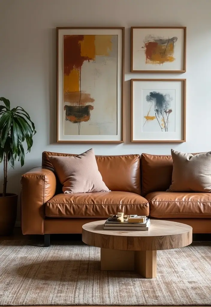 30 Eco-Friendly Leather Couch Living Room Decor Ideas - 19. Statement Accent Pieces 1